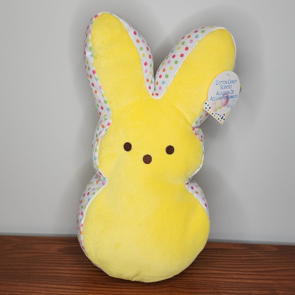 NEW Peeps Yellow Polka Dot Bunny Plush Large 17” Easter Stuffed Animal Gift - Picture 2 of 4
